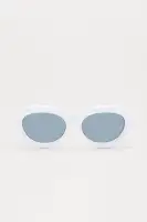 Round Plastic Frame Standard Lens Imported Sunglasses(White,OS)