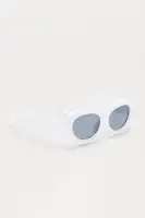 Round Plastic Frame Standard Lens Imported Sunglasses(White,OS)