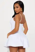 Sexy Hot Pink & White Corset Bandage Mini Dress - Sweetheart Neckline & Adjustable Straps(White,XS)
