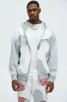Hooded Full-Zipper Ribbed Trim Cotton-Polyester Blend Jacket