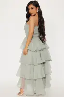 Elegant Sage & Yellow Maxi Dress – Sleeveless Smocked with Ruffle Detail & Stretch Fabric(Sage,XS)