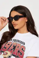 Cat Eye Plastic Sunglasses - Black & White