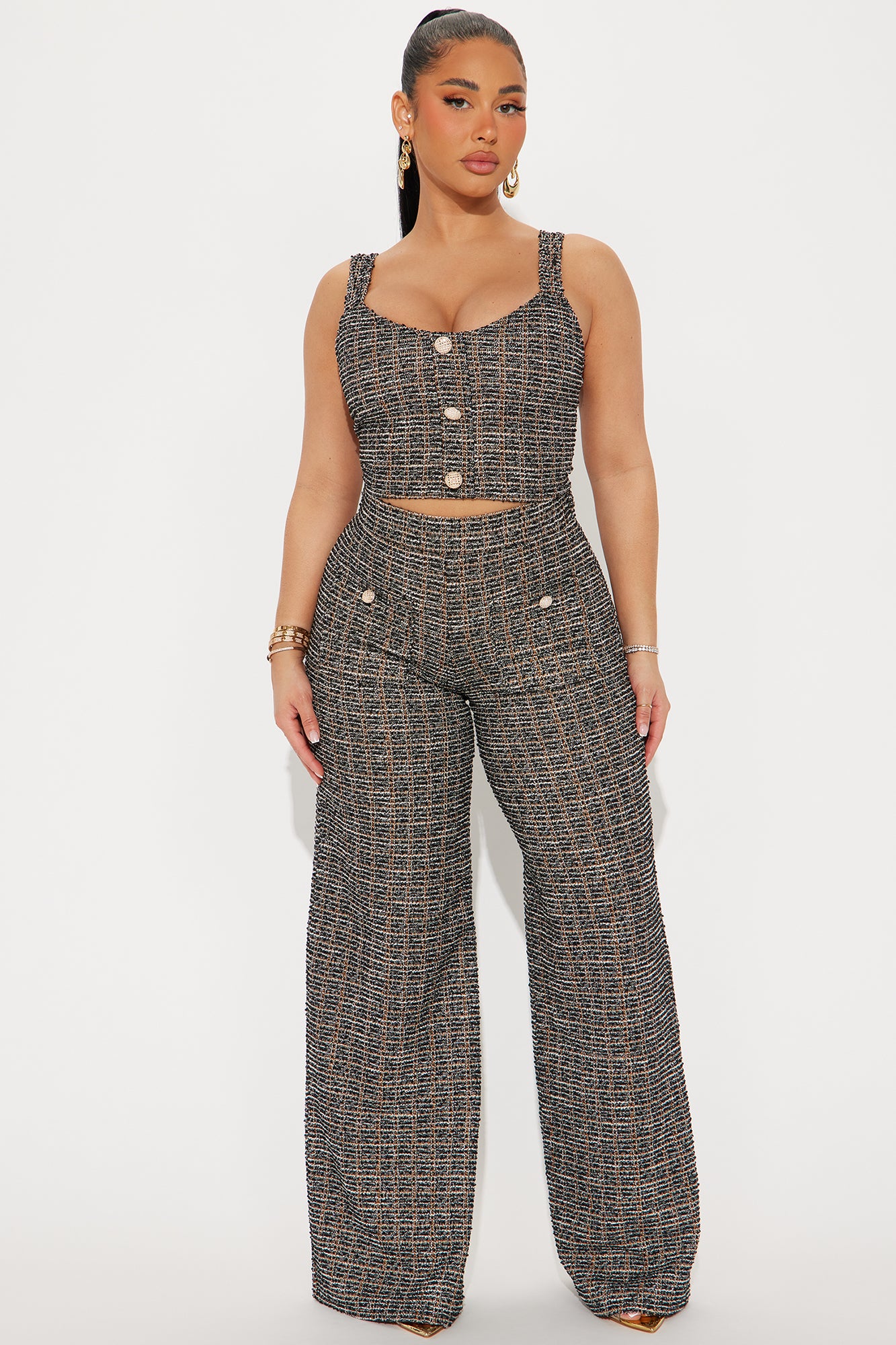 Cozy Stretch Fleece Wide Leg Pant Set with Drawstring Waist