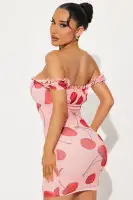 Chic Pink Mesh Mini Dress with Ruched Bow Detail - Sleeveless Scoop Neck Stretchy Party Dress(Pink/combo,XS)