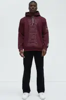 Burgundy Hoodie Drawstring Long Sleeve Polyester Imported(Burgundy,S)
