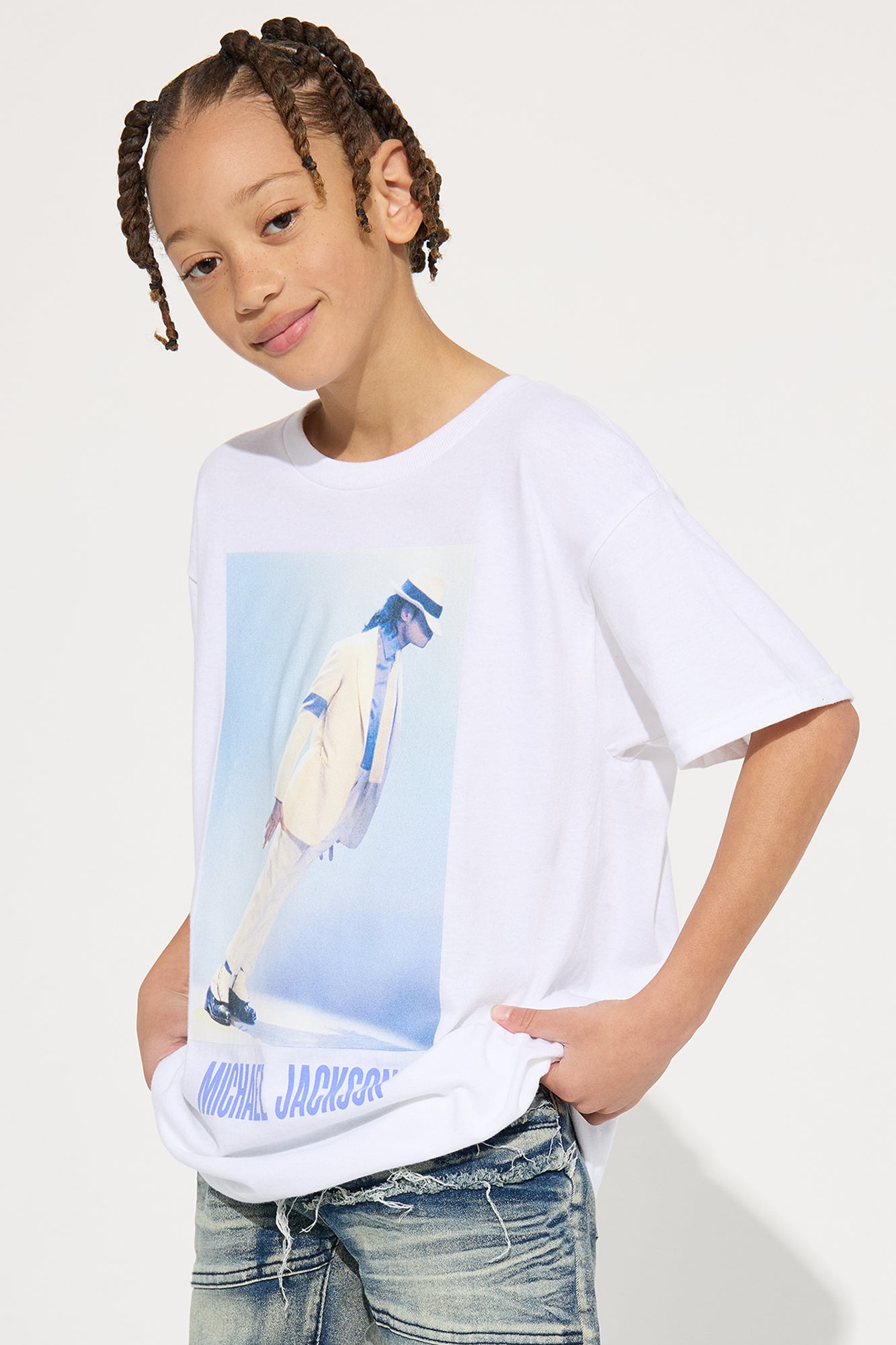 White Short Sleeve Crew Neck Michael Jackson Smooth Criminal Graphic T-Shirt 100% Cotton Imported Daddy & Me Collection