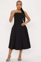Elegant Pleated Midi Dress – Square Neckline & Sleeveless in Lavender or Black