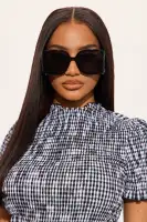 Cat Eye Sunglasses - Black & Brown Plastic Frame with Standard & Special Wrap Lenses