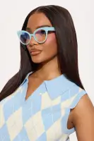 Stylish Cat Eye Glasses with Blue Light Lens, Plastic Frame in Purple & Blue(Blue,OS)
