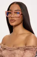 Pink Square Glasses with Blue Light Lens