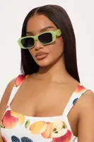 Square Plastic Frame Sunglasses with Standard Lenses - Available in Green and Black