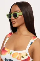 Square Plastic Frame Sunglasses with Standard Lenses - Available in Green and Black(Green,OS)