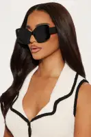 Novelty Plastic Frame Standard Lens Imported Sunglasses(Black,OS)