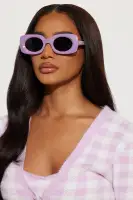Square Sunglasses - Plastic Frame, Standard Lens, Green and Purple Options