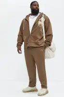 Brown Full Zip Long Sleeve Screen Print Hoodie(Brown,S)