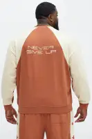 Crew Neck Long Sleeve Cotton-Polyester Printed Top(Brown/combo,S)