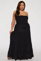 Elegant Gauze Maxi Dress with Smocked Tube Top - Available in Black, Mint, White & Yellow(Black,XS)