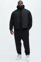 Elastic Waistband Drawstring Panel Detail Cotton Polyester Blend Casual Jumpsuit(Black,S)