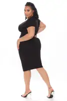 Stylish Rib Midi Dress - Short Sleeve, Full Button Front, Stretchy & Comfortable in 7 Colors (Black, Olive, Red, Mustard, Royal, Rust, Taupe) - 66% Rayon, 29% Polyester, 5% Spandex(Black,S)