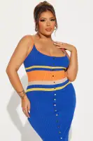 Elegant Blue Maxi Dress with Scoop Neck & Decorative Buttons – Stretchy Viscose & Nylon Blend(Blue/combo,1X)