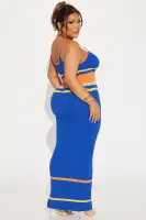 Elegant Blue Maxi Dress with Scoop Neck & Decorative Buttons – Stretchy Viscose & Nylon Blend(Blue/combo,1X)