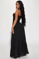 Elegant Gauze Maxi Dress with Smocked Tube Top - Available in Black, Mint, White & Yellow(Black,XS)