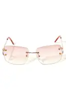 Colorful Rimless Square Frame with Color Lens and Nose Pad Detail(Pink,OS)