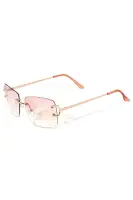 Colorful Rimless Square Frame with Color Lens and Nose Pad Detail(Pink,OS)
