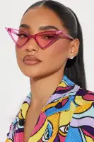 Cat Eye Sunglasses - Pink and Red Color Lens Plastic Frame
