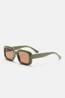 Rectangle Color Lens Plastic Frame Imported Sunglasses(Green,OS)
