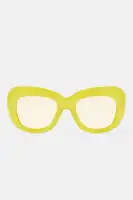 Green Square Plastic Frame Sunglasses with Standard Lenses(Green,OS)