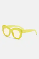 Green Square Plastic Frame Sunglasses with Standard Lenses(Green,OS)