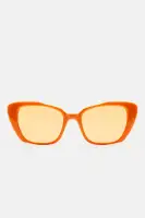 Cat Eye Orange Plastic Frame Sunglasses with Color Lens(Orange,OS)