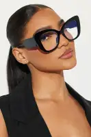 Cat Eye Sunglasses - Plastic Frame, Blue Light Lens, Black(Black,OS)