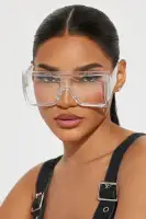 Clear Lens Plastic Frame Shield Sunglasses