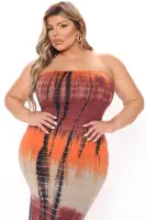 Tie Dye Maxi Dress with Side Slit - Stretchy & Unique in Black/Combo & Pink/Combo(Black/combo,S)