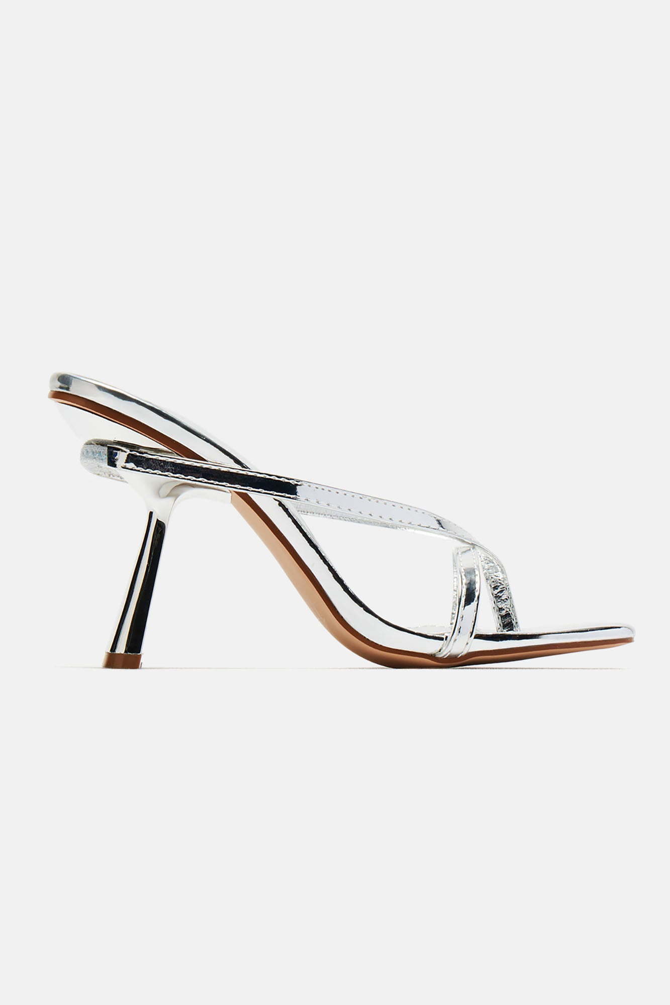 Stylish Silver & Black Square Toe High Heel Sandals - Imported Fashion Heels
