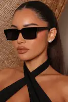 Black Square Clear Plastic Standard Lens Eyewear(Black,OS)