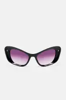 Cat Eye Sunglasses - Plastic Frame, Black Lens(Black,OS)