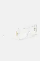 Clear Lens Plastic Frame Shield Sunglasses(Clear,OS)