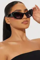Cat Eye Sunglasses - Plastic Frame, Black Lens