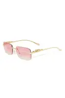 Square Frame Color Lens Ombre Detail Metal Temple Imported Sunglasses(Pink,OS)