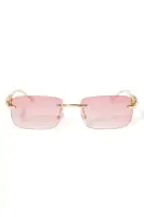 Square Frame Color Lens Ombre Detail Metal Temple Imported Sunglasses(Pink,OS)
