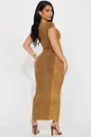 Elegant Mocha Midi Dress - High Neck, Short Sleeve & Stretchy Cotton-Spandex Blend(Mocha,XS)