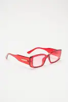 Red & Pink Square Plastic Frame Color Lens(Red,OS)