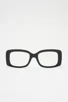 Square Frame Plastic Blue Light Lens Imported Glasses(Black,OS)