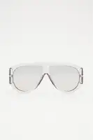 Aviator Plastic Frame Mirror Lens Imported Sunglasses(Clear/Grey,OS)