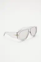Aviator Plastic Frame Mirror Lens Imported Sunglasses(Clear/Grey,OS)