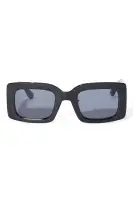 Square Plastic Frame Standard Lens Imported Eyewear(Black,OS)