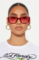 Red & Pink Square Plastic Frame Color Lens(Red,OS)